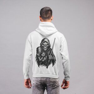 💀🎱 Skeleton 8 Ball Hoodie | Pool Billiards Graphic Pullover
